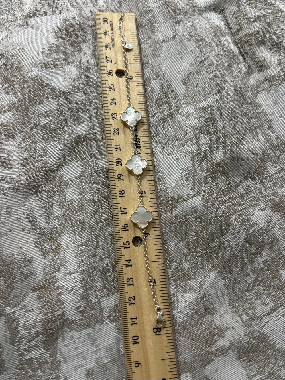 Mother-of-Pearl Clover Link Bracelet - White Silver 925